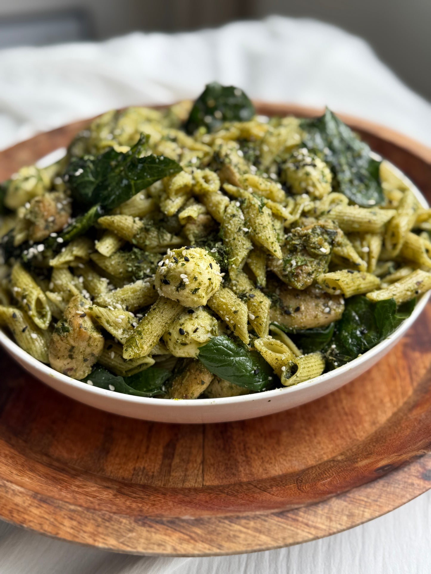 pesto chicken pasta penne dish