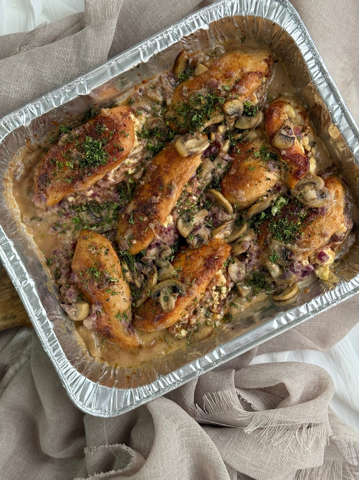 feta & caramelized onion stuffed chicken breasts