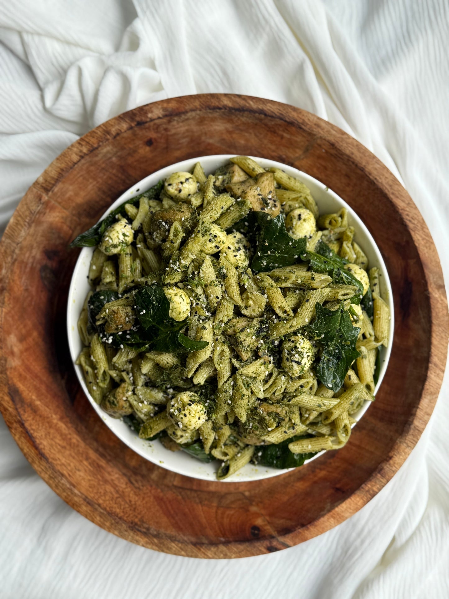 pesto chicken pasta penne dish