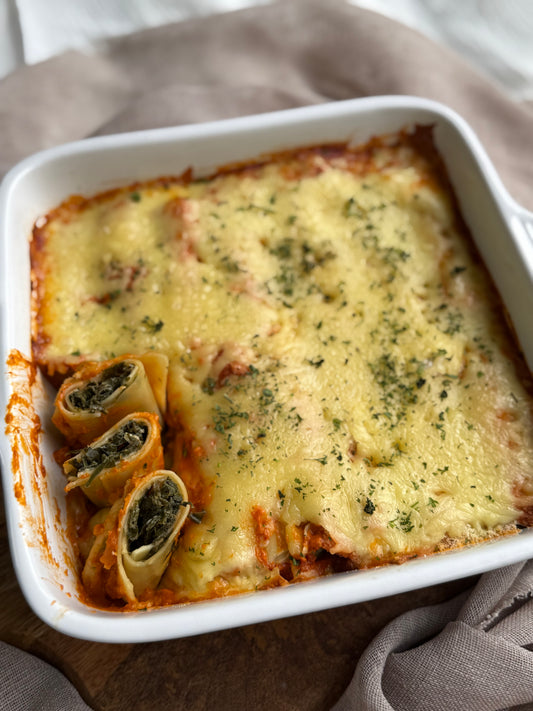 spinach and feta lasagne roll ups