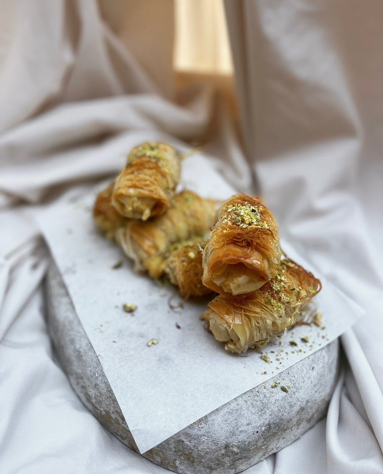 Vanilla Kataifi Custard Rolls